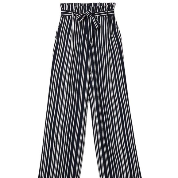 H&M Black/Blue & White Paperbag Pants - Picture 1 of 7